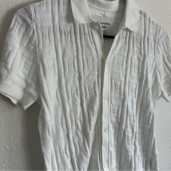 Abercrombie Kids White Polo Sweater Tshirt Boys 9/10 - Picture 4 of 7
